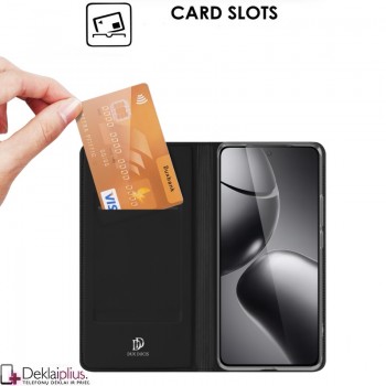 Dux Ducis Skin Pro dirbtinės odos dėklas - juodas (Xiaomi 14T)